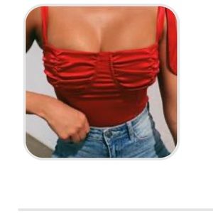 Red crop bustier top